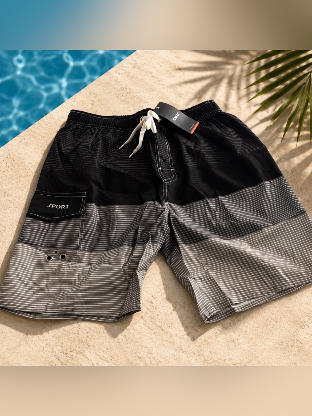Black and Gray Men's Swim Shorts